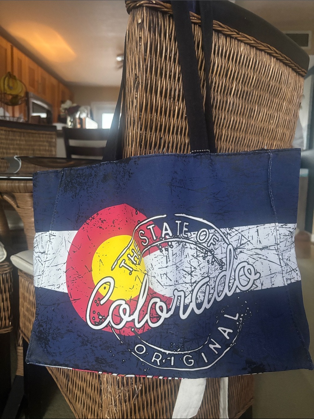 State of Colorado Graphic Tote Bag - Navy with Red & Yellow Accent